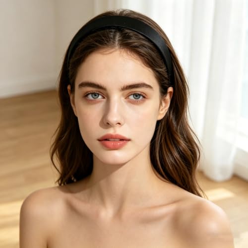 Black 1-Inch Satin Headband for Women & Girls - Comfortable & Versatile