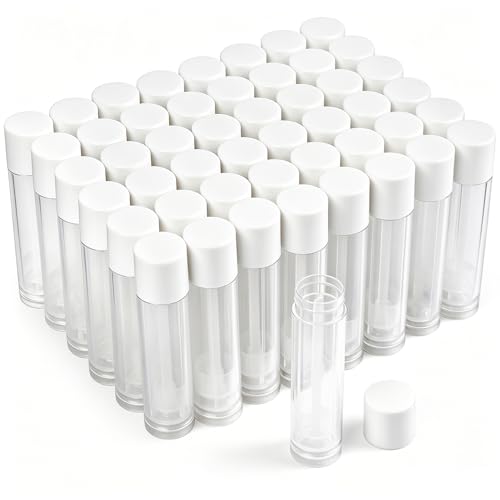 LotFancy 50PCS Clear Lip Balm Tubes, 5.5ml Refillable Containers