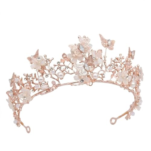 Butterfly Crown for Women, Crystal Baroque Fairy Tiara for Wedding