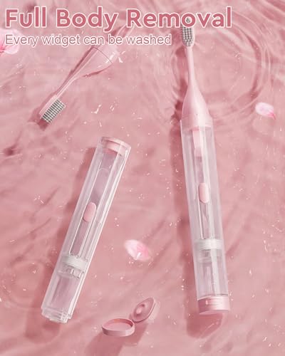 First-zgel Pink & Blue Travel Toothbrush Kit with Built-in Case & Refillable Toothpaste, Soft Bristles, Portable 2-Piece Set