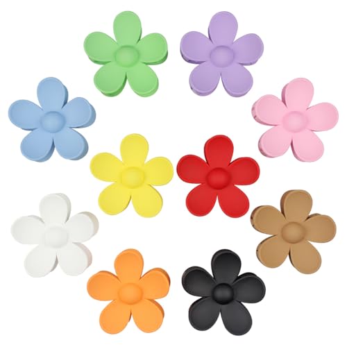 Merdia 10 Pack Matte Flower Hair Claw Clips for Women & Kids - Strong Grip, Non-Slip Hair Accessories for Thin & Short Hair