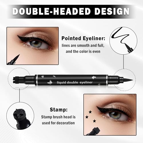 Double-Headed Black Eyeliner Stamp Pen Set for Easy Cat Eye Makeup