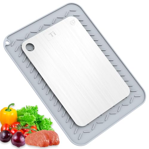 Rexspt 100% Pure Titanium Cutting Board - Double-Sided, Food-Grade