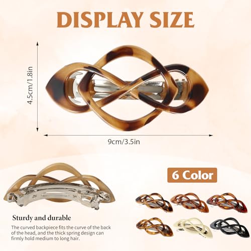 6-Piece Vintage French Hair Clips for Women Girls – Tortoise Shell Barrettes