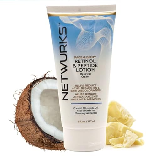NetWurks Retinol & Peptide Night Cream for Face and Body, 6 Fl Oz
