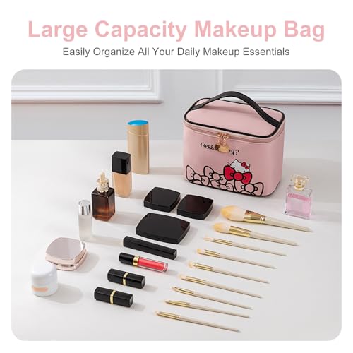 Vimanllie Hello Kitty Large Travel Makeup Bag, Waterproof Cosmetic Organizer