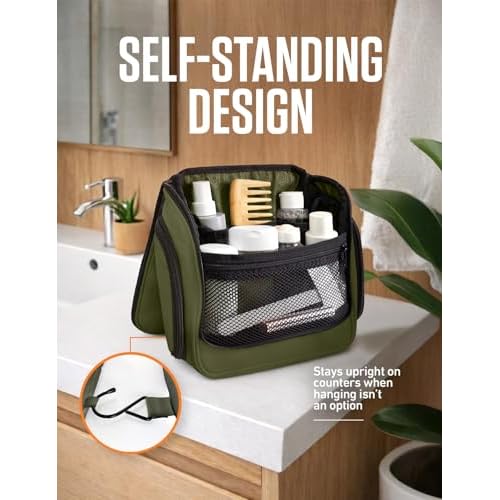 VENTURE 4TH Hanging Travel Toiletry Bag for Women & Men ? Large Toiletry Organizer with 18 Compartments, Removable TSA Pouch, Travel Wash Bag for Toiletries, Makeup & Shaving Kit (Forest Green)
