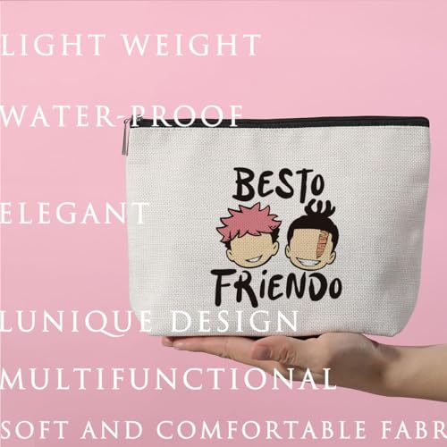 Multicolour Best Friend Anime Makeup Bag - Waterproof Cosmetic Storage for Women