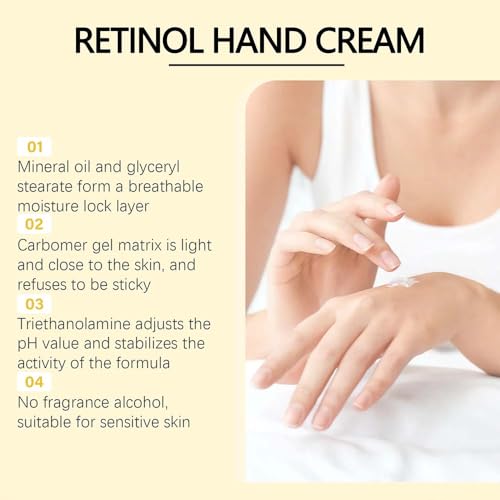 Retinol Hand Cream Anti-Aging 50g with Collagen - Daily Moisturizer & Cuticle Care (1 Fl Oz)