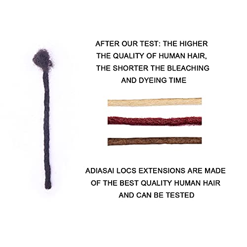 ADIASAI 0.4cm Natural Black Human Hair Dreadlock Extensions - 8 Inch, 10 Locs