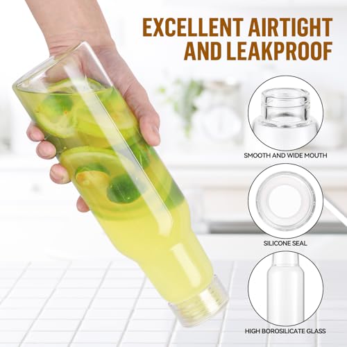 25 Oz Borosilicate Glass Bottles with Lids - Leakproof & BPA Free