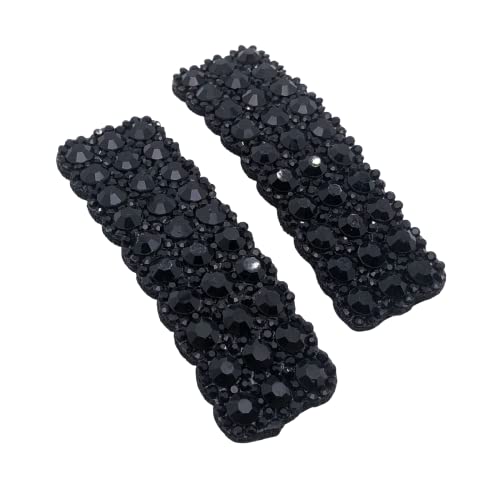 6-Piece Rhinestone Snap Hair Clips - Elegant Rectangular Barrettes