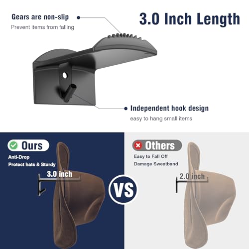 3-Inch Wall Hat Hooks (8 Pack) - Strong Adhesive Minimalist Organizer
