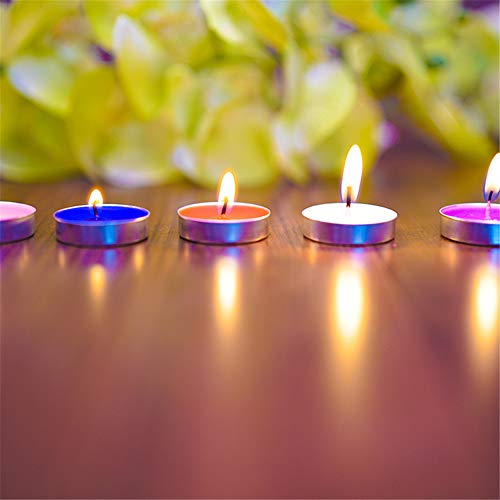 50 Pack Flameless Tealight Candles – Colorful & Drip-Free for Parties