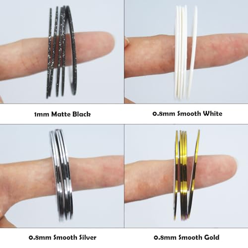 Hoiumlz 20 Pcs Gold Silver Black White Nail Art Striping Tape Line for Nails Decoration DIY