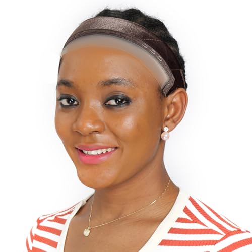 Brown Wig Grip Band for Women, Non-Slip Lace Headband with Silicone Strips, Adjustable Secure Wig Holder