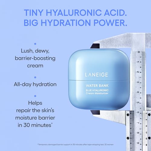 LANEIGE Water Bank Blue Hyaluronic Cream Mini 0.67 oz - Hydrating Face Moisturizer with Squalane & Ceramide