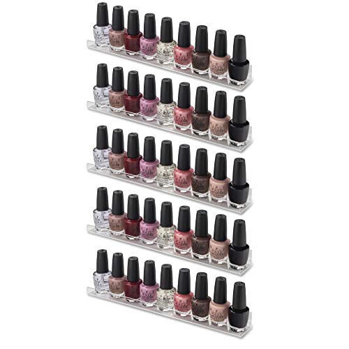 BY ALEGORY 12-Inch Clear Acrylic Wall Shelves for Makeup & Nail Polish (5 Pack)