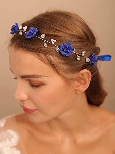 Blue Crystal Bridal Hair Vine - Wedding Hair Accessories for Brides