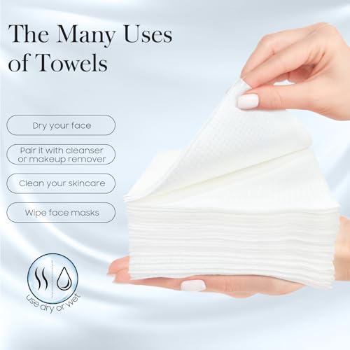 Fygrip 2 Pack of 50 XL Disposable Face Towels 10x12 Inches, Soft & Thick, Double Sided for Face & Skin Care