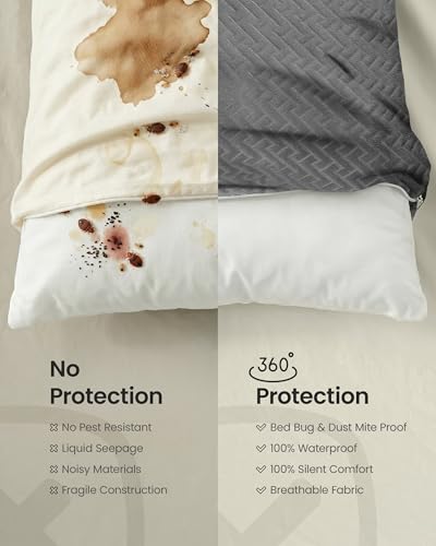 Standard Size Pillow Protectors - 2 Pack | Waterproof & Dust Mite Proof