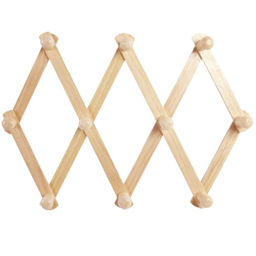 AMAPON Expandable Accordion Wall Hanger with 10 Pegs for Coats, Hats, and More