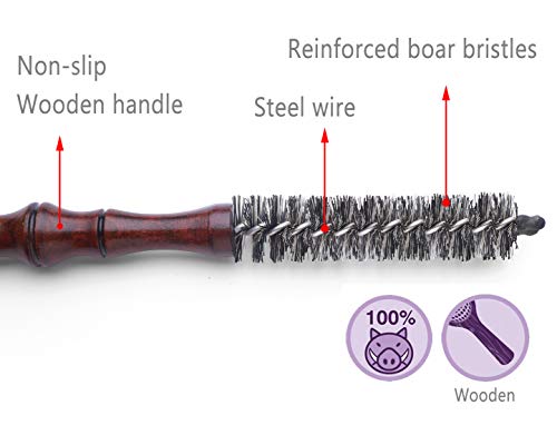 PERFEHAIR 0.85-Inch Mini Boar Bristle Round Brush for Short Hair