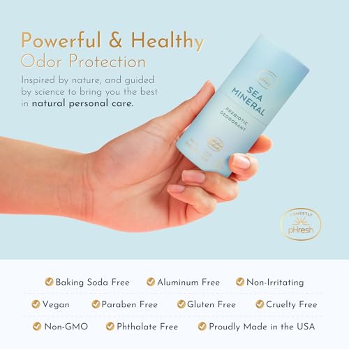 Honestly pHresh Sea Mineral Twist-Up Deodorant for Sensitive Skin - Aluminum-Free, Baking Soda-Free, Prebiotic Formula, All-Natural, 24H Freshness
