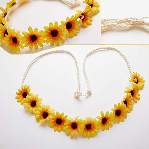 2-Pack Sunflower Floral Headbands for Weddings & Festivals