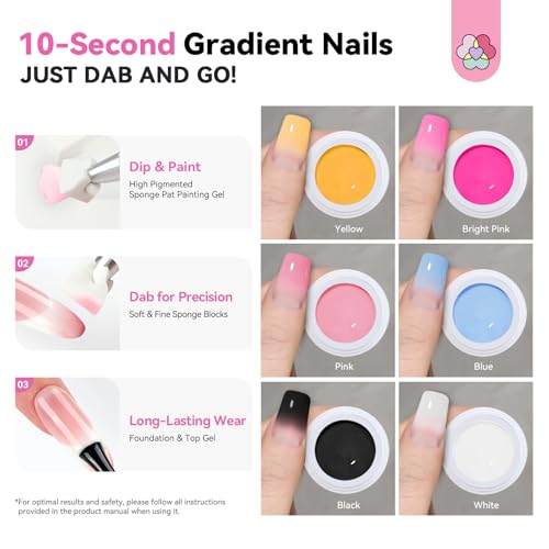 SAVILAND Ombre Gel Nail Polish Kit - 6 Color Gradient Set for DIY Nail Art