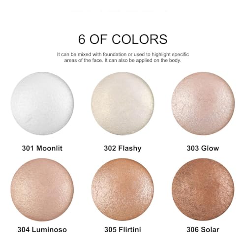 Corlo 303-Glow Baked Highlighter Contour Powder - Sheer Pearl Shimmer for Face