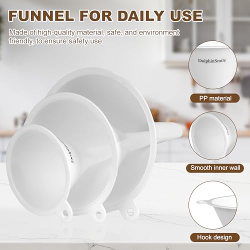 DolphinSmile Plastic Kitchen Funnel Set of 3 - Durable & Versatile