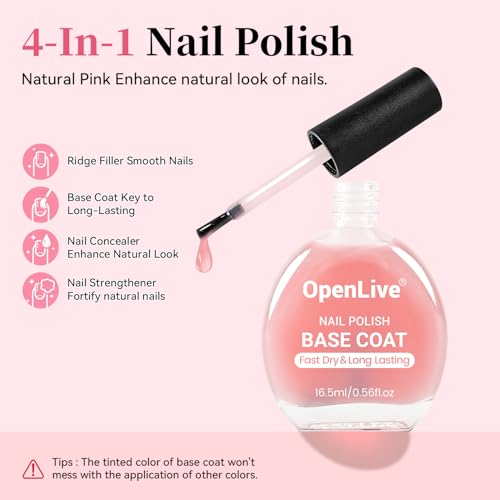 OpenLive Sheer Pale Pink Base Coat Nail Polish - 16.5ml