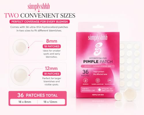 Hydrocolloid Pimple Patches for Face - 36 Count, 2 Sizes