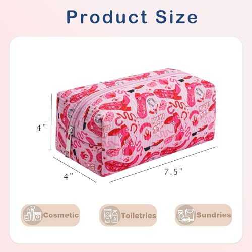 RSRSLEII Cute Corduroy Makeup Bag with Boots Pattern, Travel Cosmetic Pouch for Women & Girls