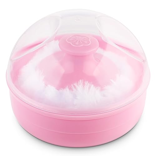WLLHYF Large Pink Body Puff with Container for Baby & Adult