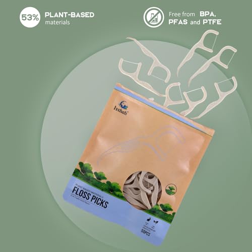 Isshah Mint Dental Floss Picks - Sustainable Vegan Interdental Care - 300 Count