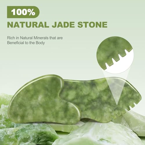 Airogym 2-Piece Authentic Jade Gua Sha Set for Facial Sculpting and Massage
