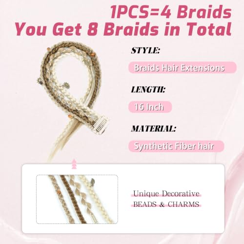 Perience 16" Boho Clip-in Braid Hair Extensions - Medium & Light Blonde