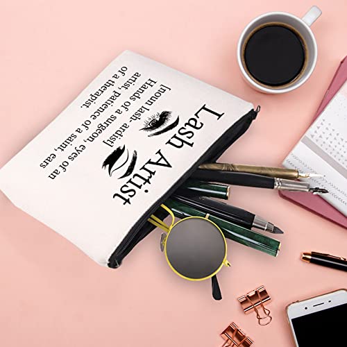 Lash Artist Cosmetic Bag - Waterproof Cotton Linen Makeup Travel Pouch