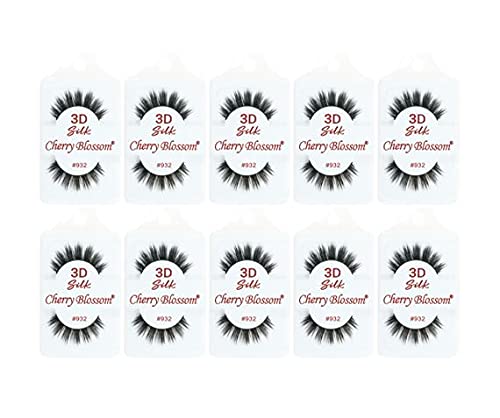 Cherry Blossom 3D Mink False Eyelashes - Silk 932, 10 Pack