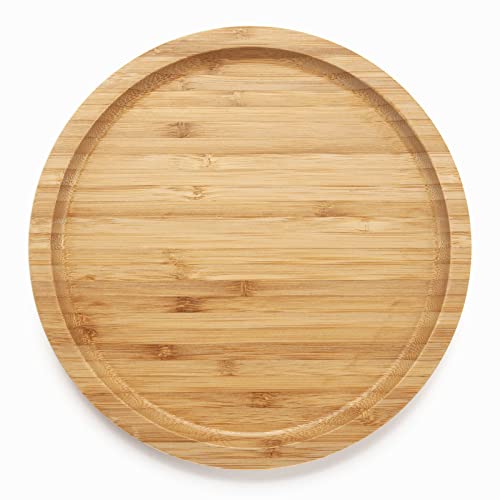 XIMISISE Round Bamboo Serving Tray - 7.9 Inch Decorative Wood Platter