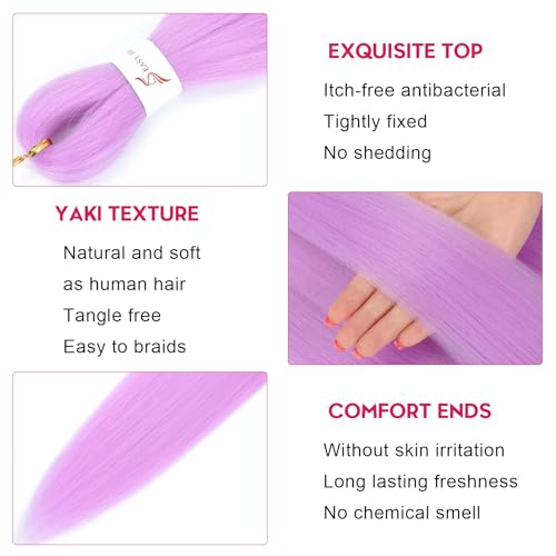 26 Inch Colorful Pre Stretched Braiding Hair Extensions - 6PCS Mix Colors