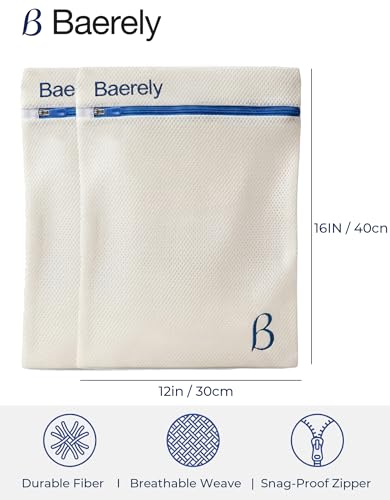 Laundry Bags for Delicates - 2 Pack High-Density Mesh 12x16 in Pearl White