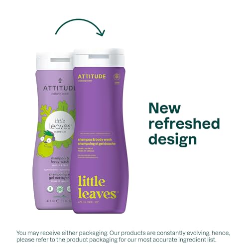 ATTITUDE Kids Shampoo & Body Wash - Vegan, EWG Verified, Pear & Vanilla, 16 Fl Oz