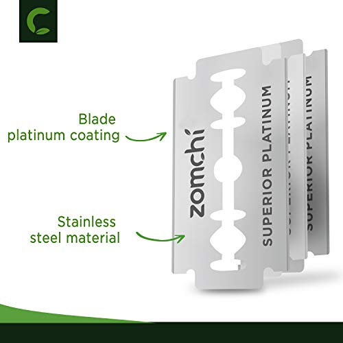 ZOMCHI Double Edge Razor Blades - 100 Count Platinum Stainless Steel