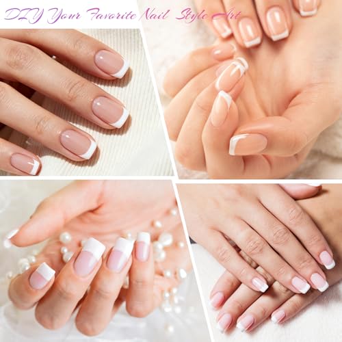 AORAEM 120 PCS Short French Acrylic Nail Tips - 12 Sizes