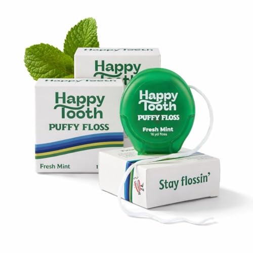 Happy Tooth Expanding Dental Floss with Hydroxyapatite & Mint Flavor - 3 Pack