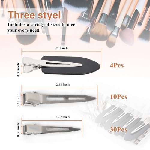 44Pcs Metal Duckbill Hair Clips for Women - Silver & Black