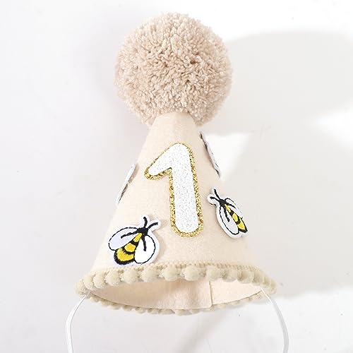Bee-Themed First Birthday Decorations - Yellow Crown, Hat & Props